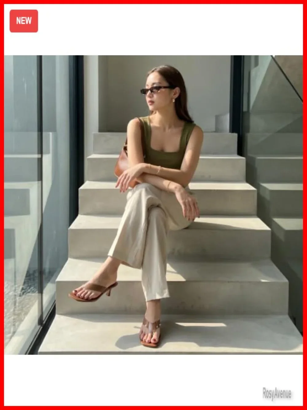 Kitten Heel Clear Strap Square Toe Sandals with Memory Foam Comfort